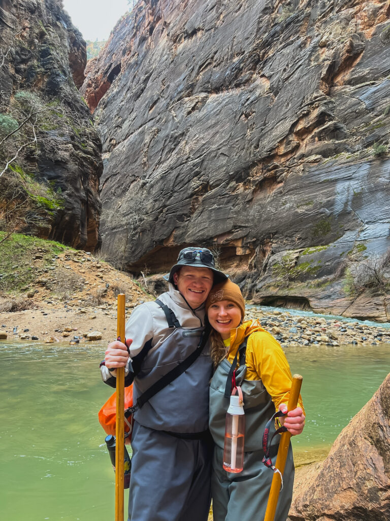 Justice and Hannah in The Narrows - Zion National Park